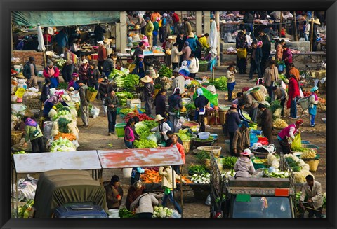 Framed People at a traditional town market, Xizhou, Erhai Hu Lake Area, Yunnan Province, China Print