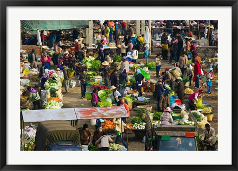 Framed People at a traditional town market, Xizhou, Erhai Hu Lake Area, Yunnan Province, China Print