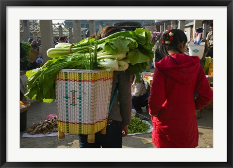 Framed People at a vegetable market, Xizhou, Erhai Hu Lake Area, Yunnan Province, China Print