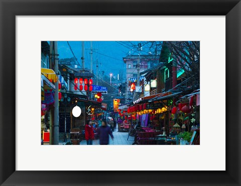 Framed People in a market at the backpacker area around Renmin Lu, Old Town, Dali, Yunnan Province, China Print