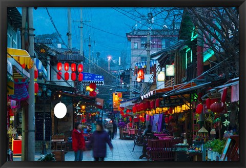 Framed People in a market at the backpacker area around Renmin Lu, Old Town, Dali, Yunnan Province, China Print