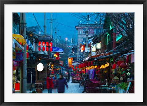 Framed People in a market at the backpacker area around Renmin Lu, Old Town, Dali, Yunnan Province, China Print