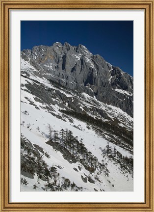 Framed Panoramic view of a mountain range, Jade Dragon Snow Mountain, Lijiang, Yunnan Province, China Print