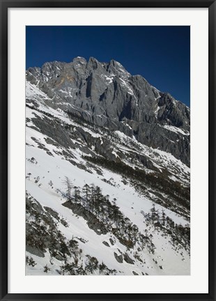 Framed Panoramic view of a mountain range, Jade Dragon Snow Mountain, Lijiang, Yunnan Province, China Print