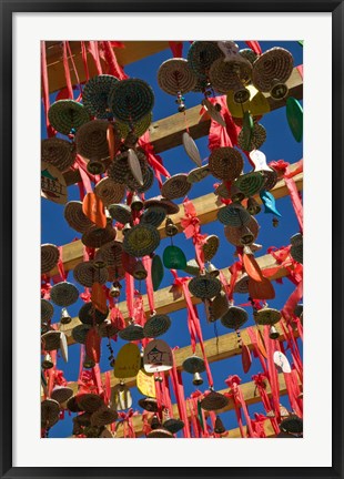 Framed Buddhist prayer wishes (Ema) hanging at Jade Dragon Snow Mountain Scenic Area, Lijiang, Yunnan Province, China Print