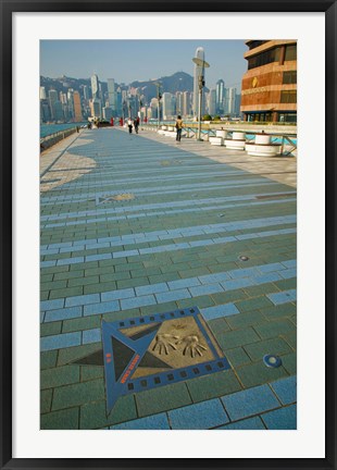 Framed Plaque and Handprints of Jackie Chan, Avenue Of The Stars, Victoria Harbour, Kowloon, Hong Kong, China Print