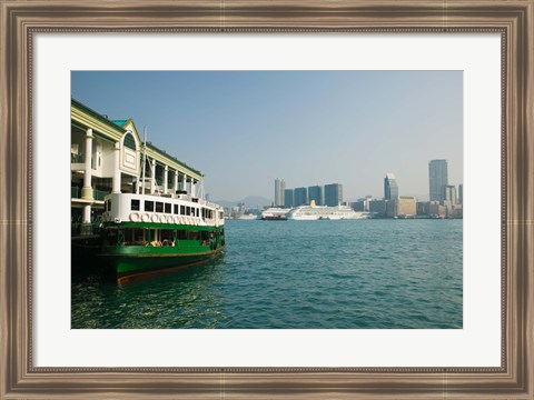 Framed Star ferry on a pier with buildings in the background, Central District, Hong Kong Island, Hong Kong Print