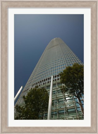 Framed Trees in front of a building, Two International Finance Centre, Central District, Hong Kong Island, Hong Kong Print