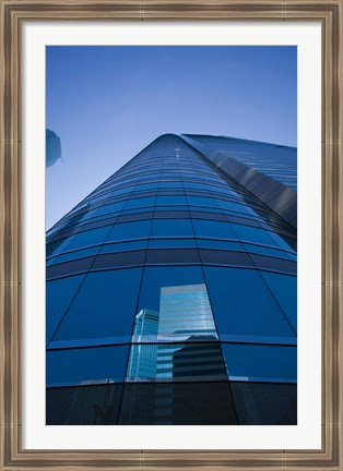 Framed Reflection of buildings on a stock exchange building, Exchange Square, Central District, Hong Kong Island, Hong Kong Print