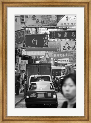 Framed Traffic on Queen&#39;s Road Central, Central District, Hong Kong Island, Hong Kong Print