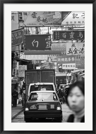 Framed Traffic on Queen&#39;s Road Central, Central District, Hong Kong Island, Hong Kong Print