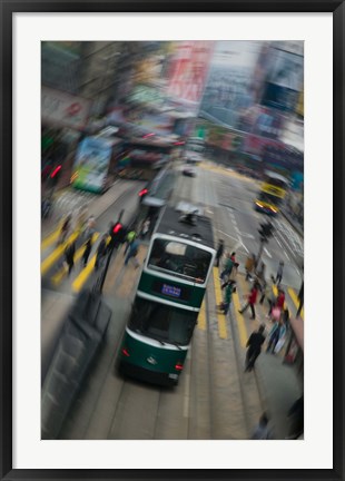 Framed Trams on a road, Hennessy Road, Wan Chai, Wan Chai District, Hong Kong Print