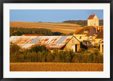 Framed Buildings in a town at morning, Nanteuil la Foret, Marne, Champagne-Ardenne, France Print