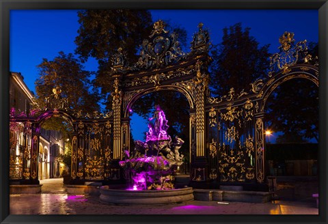 Framed Fountain at a square, Place Stanislas, Nancy, Meurthe-et-Moselle, Lorraine, France Print