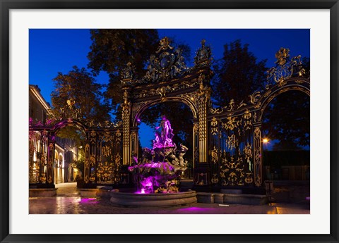 Framed Fountain at a square, Place Stanislas, Nancy, Meurthe-et-Moselle, Lorraine, France Print