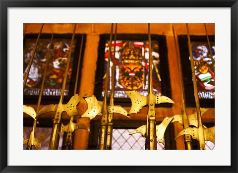 Framed Medieval Armory, Chateau du Haut-Koenigsbourg, Orschwiller, Alsatian Wine Route, Bas-Rhin, Alsace, France Print