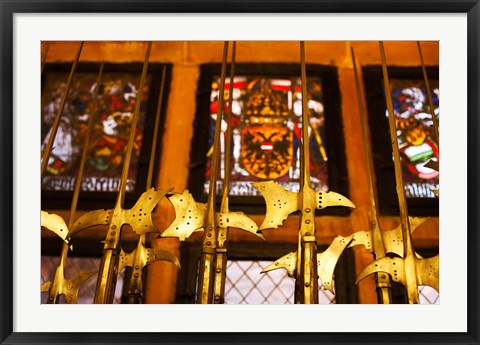 Framed Medieval Armory, Chateau du Haut-Koenigsbourg, Orschwiller, Alsatian Wine Route, Bas-Rhin, Alsace, France Print