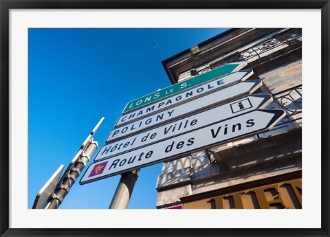 Framed Sign for the Route des Vins, Arbois, Jura, Franche-Comte, France Print