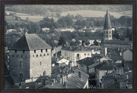 Framed Abbey in a town, Cluny Abbey, Maconnais, Saone-et-Loire, Burgundy, France Print