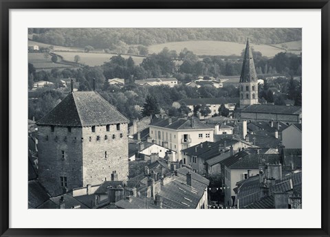 Framed Abbey in a town, Cluny Abbey, Maconnais, Saone-et-Loire, Burgundy, France Print