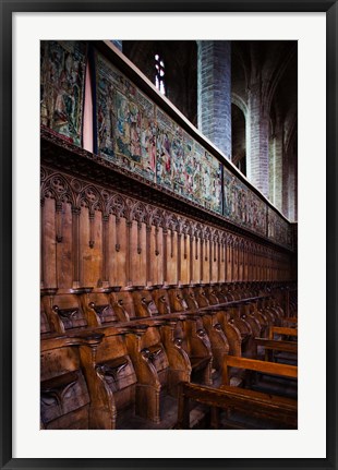 Framed Choir stalls at Abbatiale Saint-Robert, La Chaise-Dieu, Haute-Loire, Auvergne, France Print