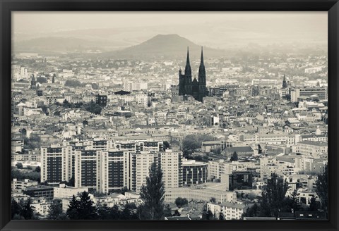 Framed Cityscape with Cathedrale Notre-Dame-de-l&#39;Assomption in the background, Clermont-Ferrand, Auvergne, Puy-de-Dome, France Print