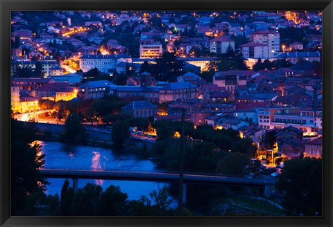 Framed Elevated town view at dawn, Millau, Aveyron, Midi-Pyrenees, France Print