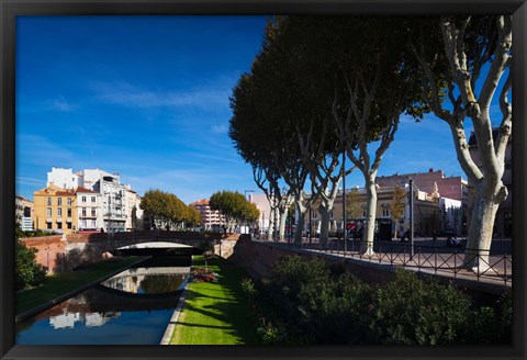 Framed Buildings along the Basse Riverfront, Perpignan, Pyrenees-Orientales, Languedoc-Roussillon, France Print