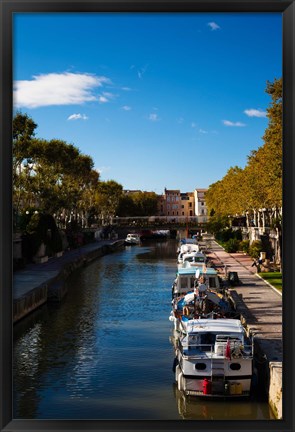 Framed Canal de la Robine by the Cours Mirabeau, Narbonne, Aude, Languedoc-Roussillon, France Print