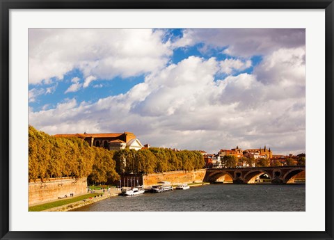 Framed Boats at Quai de la Daurade, Toulouse, Haute-Garonne, Midi-Pyrenees, France Print