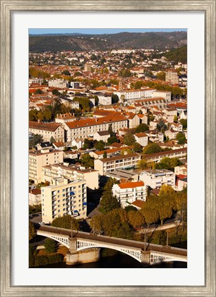 Framed Elevated view of a town, Cahors, Lot, Midi-Pyrenees, France Print
