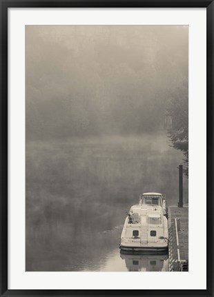 Framed Morning fog over Lot River, Bouzies, Lot, Midi-Pyrenees, France Print