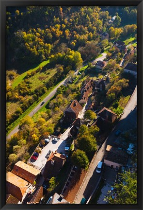 Framed Lower town overview from the ramparts, Rocamadour, Lot, Midi-Pyrenees, France Print