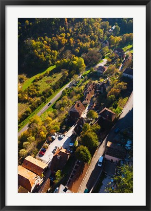 Framed Lower town overview from the ramparts, Rocamadour, Lot, Midi-Pyrenees, France Print