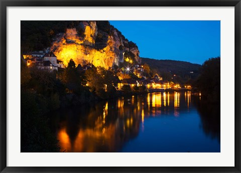 Framed Dordogne River, La Roque-Gageac, Dordogne, Aquitaine, France Print