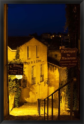 Framed Street view at dawn, Saint-Emilion, Gironde, Aquitaine, France Print