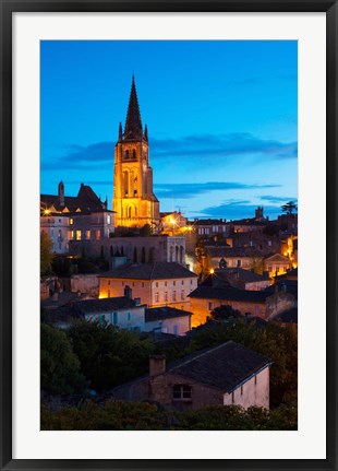 Framed Eglise Monolithe Church at Dawn, Saint-Emilion, Gironde, Aquitaine, France Print