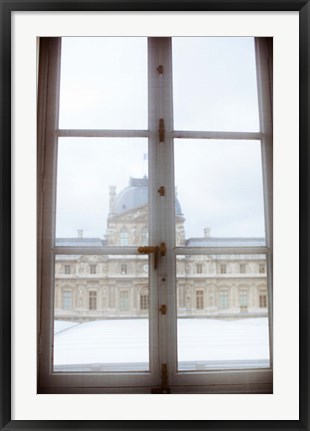 Framed Louvre museum viewed through a window, Paris, Ile-de-France, France Print