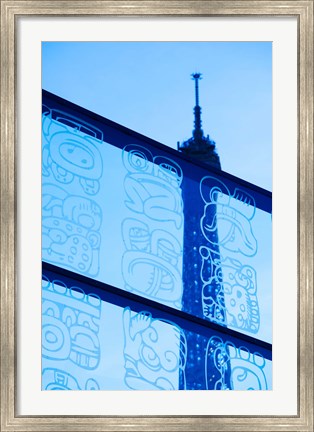 Framed Eiffel Tower viewed through a glass wall, Paris, Ile-de-France, France Print