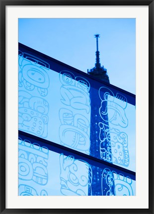 Framed Eiffel Tower viewed through a glass wall, Paris, Ile-de-France, France Print