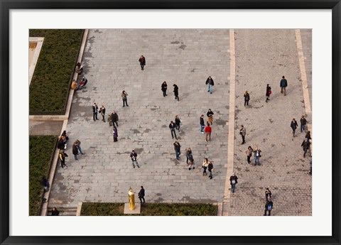 Framed Aerial view of tourists viewed from Notre Dame Cathedral, Paris, Ile-de-France, France Print