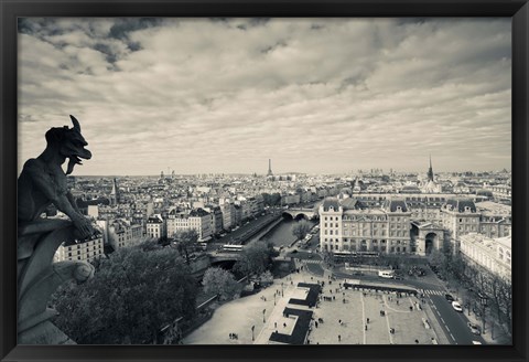 Framed City viewed from the Notre Dame Cathedral, Paris, Ile-de-France, France Print