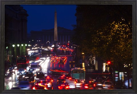 Framed Rue Royale at Night, Paris, Ile-de-France, France Print
