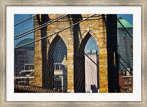 Framed Close-up One of the Brooklyn Bridge Towers, New York Print