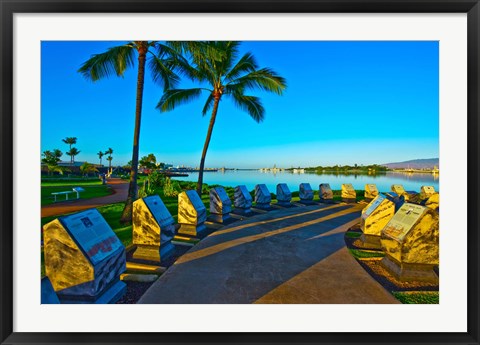 Framed Waterfront Submarine Memorial, USS Bowfin Submarine Museum And Park, Pearl Harbor, Honolulu, Oahu, Hawaii, USA Print