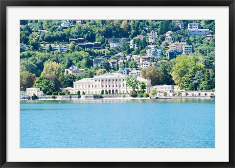 Framed Buildings on a hill, Villa Olmo, Lake Como, Lombardy, Italy Print