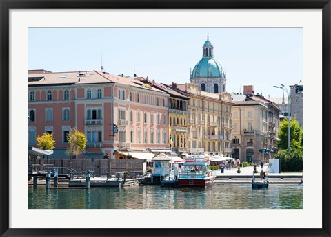 Framed Buildings alongside Lake Como at Piazza Cavour, Como, Lombardy, Italy Print