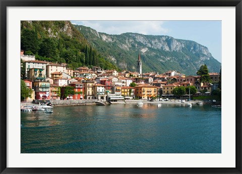 Framed Buildings in a Town at the Waterfront, Varenna, Lake Como, Lombardy, Italy Print