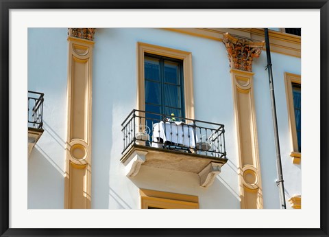 Framed Table for two on balcony of room at Villa D&#39;Este hotel, Cernobbio, Como, Lombardy, Italy Print