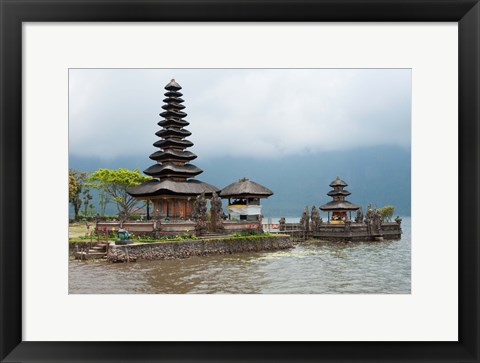 Framed Pura Ulun Danu Bratan temple on the edge of Lake Bratan, Baturiti, Bali, Indonesia Print